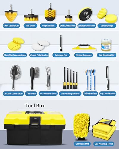 Kit de 30 piezas de detalles de coche, juego de cepillos de