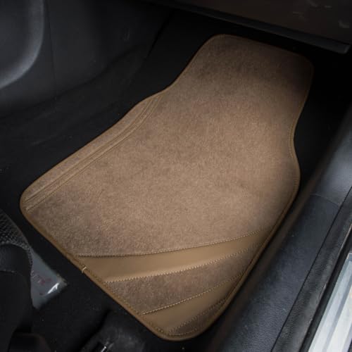 CAR PASS Alfombrillas de cuero beige impermeables con borde
