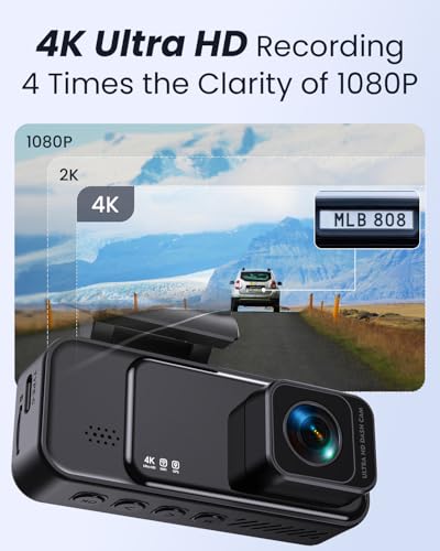 Dash Cam 4K frontal, cámara de tablero GPS WiFi integrada pa