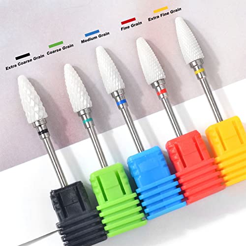 Fantexy Juego de brocas de cerámica para uñas, vástago de 3/