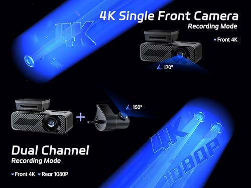 Pelsee P1 Duo 4K Dash Cam frontal y trasera, tarjeta SD de 6