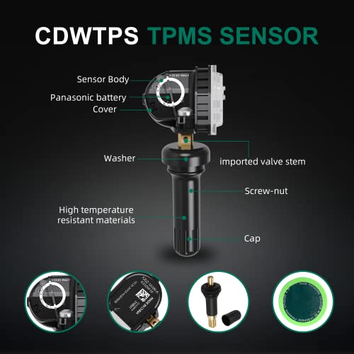 CDWTPS TPMS Sensor Ford, paquete de 4 sensores de monitor de