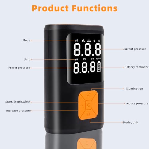 Tire Inflator Portable Air Compressor, 150PSI Cordless Smart