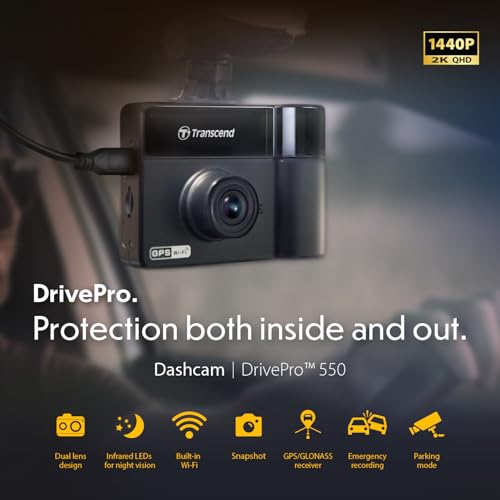 Transcend 64 GB, doble cámara de tablero 2K+1080P delantera