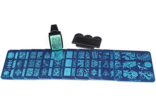 Mix 10 Designs - Estampador de uñas + 1 raspador - Placas de