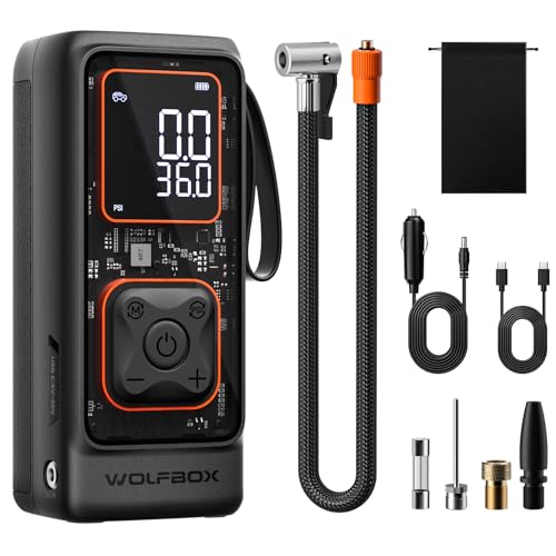 WOLFBOX Inflador de neumáticos de 12000 mAh y 150 PSI, compr