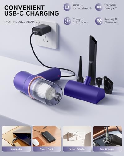 Aspiradora de mano con luz LED, aspiradora portátil de autom