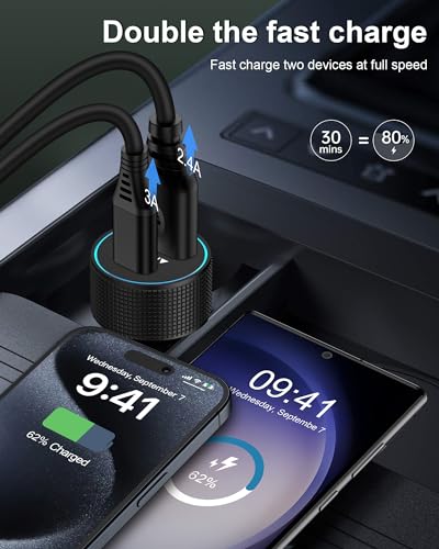 Pixel 9a 8 Pro Cargador rápido de coche USB C Adaptador de e