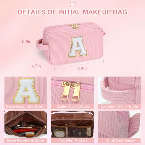 YOOLIFE Bolsa de maquillaje con inicial, bolsa de maquillaje