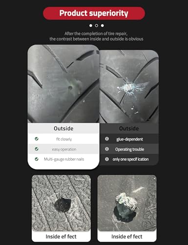 Kit de reparación de neumáticos planos con tapones 36 piezas