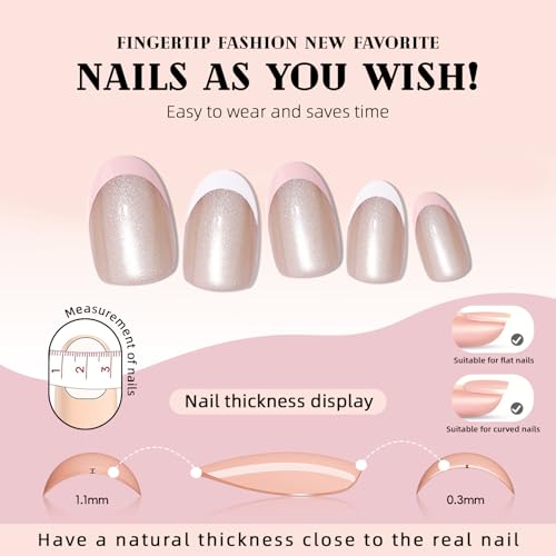 Nude Moonlight - Uñas postizas a presión con diseño de ojo d