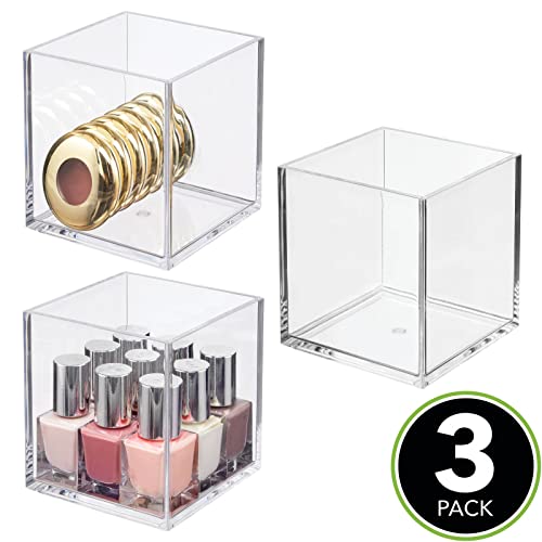 mDesign Organizador de cosméticos cuadrado apilable para bañ