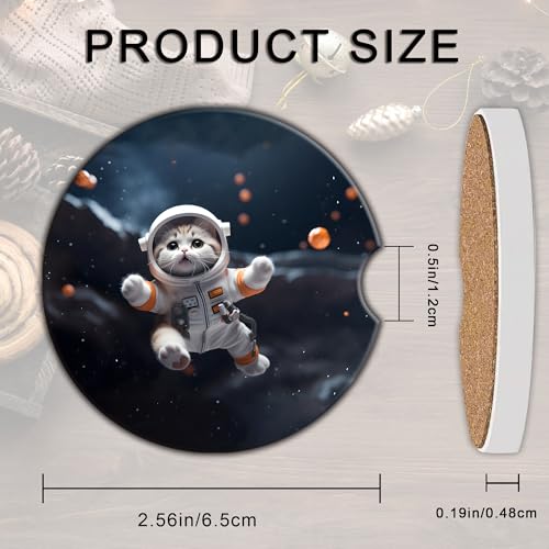 Bonitos posavasos para automóvil con diseño de gato espacial