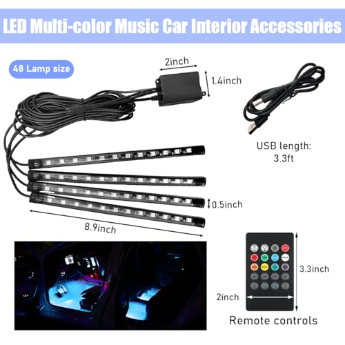 Luces interiores LED para automóvil, RGB 48 LED automotriz t