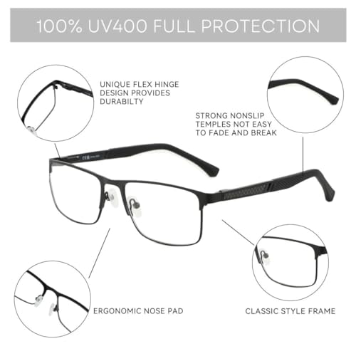 ZENOTTIC Gafas de lectura con luz azul para hombre, lectores