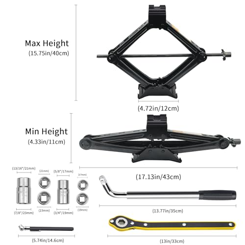 Kit de gato de automóvil de 2 toneladas, kit de herramientas