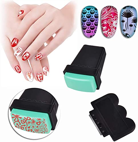 Biutee Kit de placa de estampado de uñas, 2 sellos de uñas,