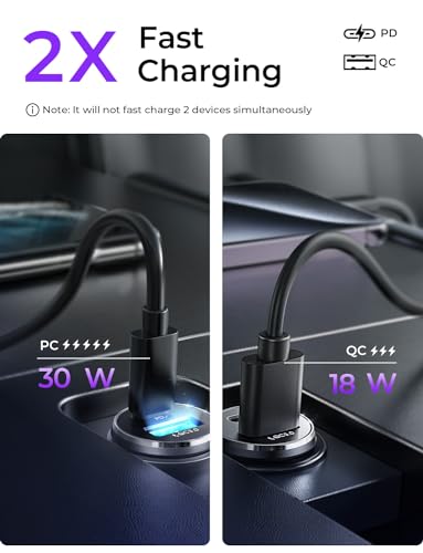 LISEN Cargador de teléfono de coche de 54 W USB C, adaptador