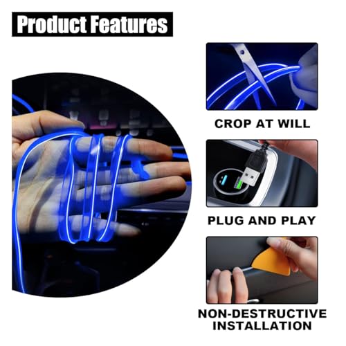 Tira de luces LED para interior de automóvil con cable EL, t