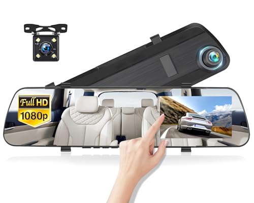 Espejo Dash Cam de 4 pulgadas, espejo retrovisor 1080P cámar