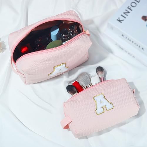 YOOLIFE Bolsa de maquillaje de viaje con inicial, regalos de