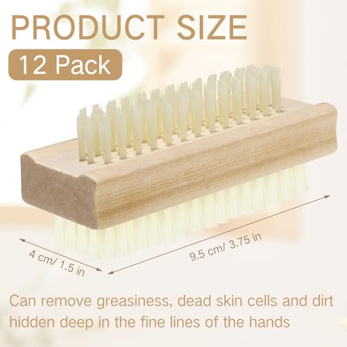 Patelai 12 Pack Wooden Nail Brush Two-sided Hand Fingernail