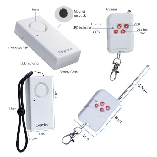 Topvico Alarma de vibración activada para manija de puerta,