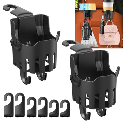 2 portavasos para automóvil, ganchos de asiento de automóvil