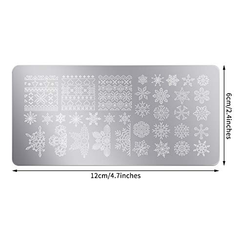 6 placas de sello de uñas navideñas - Plantillas de patrón d