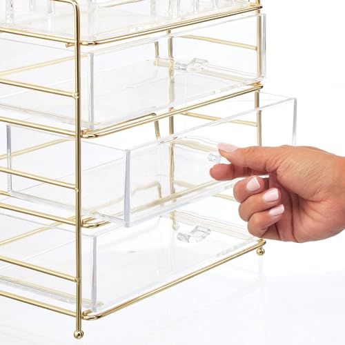 mDesign Organizador de cosméticos de plástico con 3 cajones