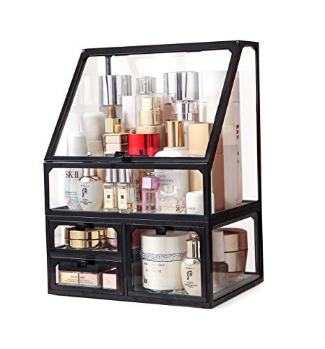 MOOCHI Organizador de maquillaje cosmético de vidrio vintage