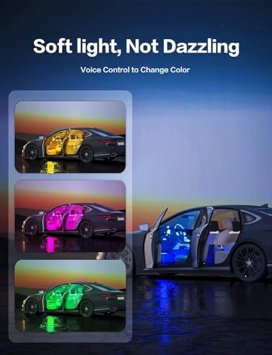 Luces interiores RGB para automóvil, diseño 2 en 1, 4 piezas