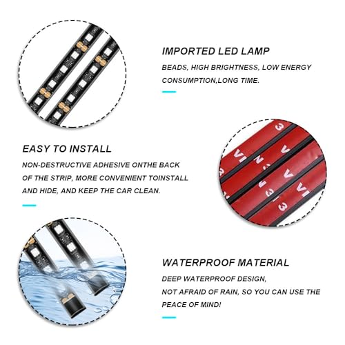 Tira de luz LED para automóvil, 24 luces LED RGB de neón par