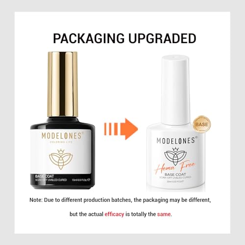 modelones Capa base de esmalte de uñas de gel, 0.3 fl oz con