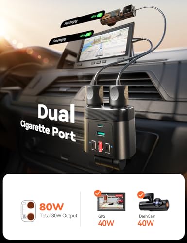 JOYROOM Adaptador de encendedor de cigarrillos de coche 5 en