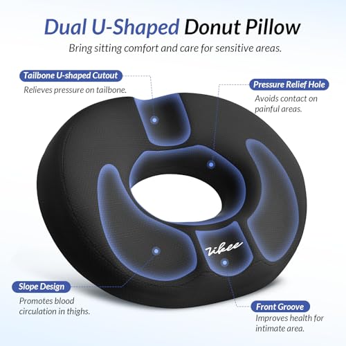 ZIKEE Almohada de dona doble en forma de U para dolor de cox