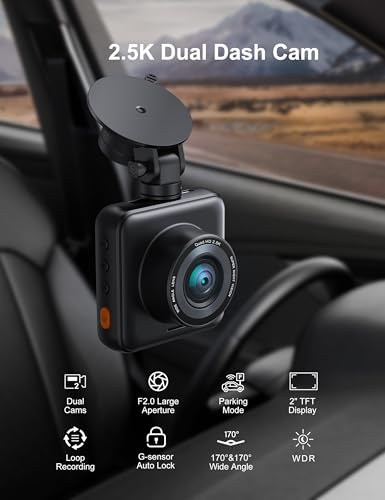 iZEEKER Cámara de tablero de 2.5 K delantera y trasera con t