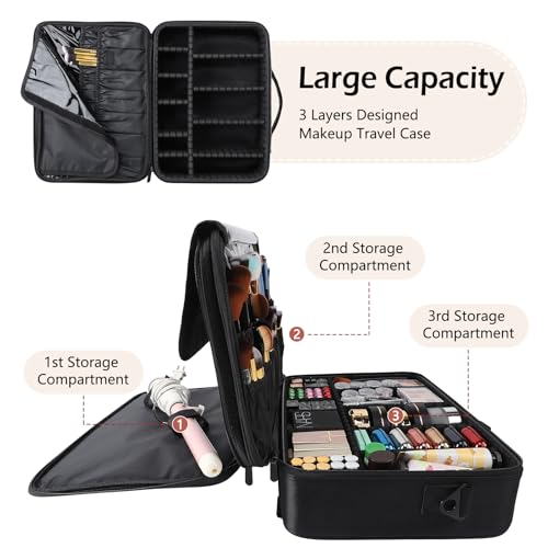 Gzcz Estuche de viaje para maquillaje, profesional, 16 pulga