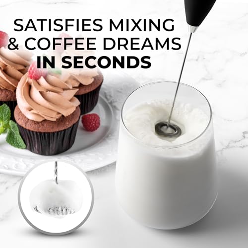 Zulay Kitchen Potente varita espumadora de leche con 2 bater