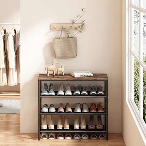 Zapatero organizador de 4 niveles de metal con tablero indus
