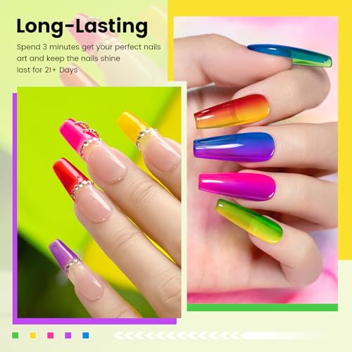RARJSM Juego de 6 esmaltes de uñas de gel de gelatina de neó
