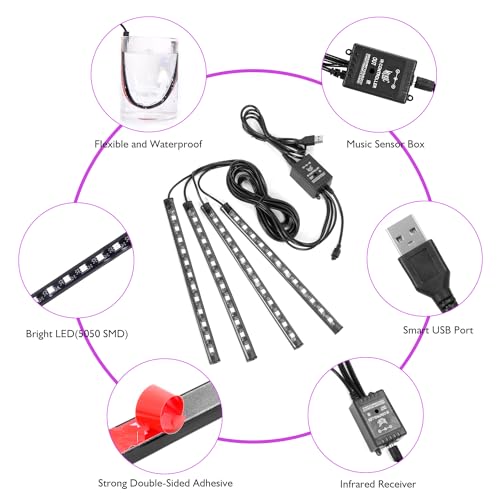 Tira de luces LED para automóvil, 4 unidades de 48 luces LED