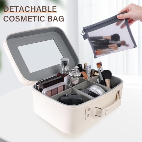 Elegante bolsa de maquillaje de viaje con espejo - bolsa de