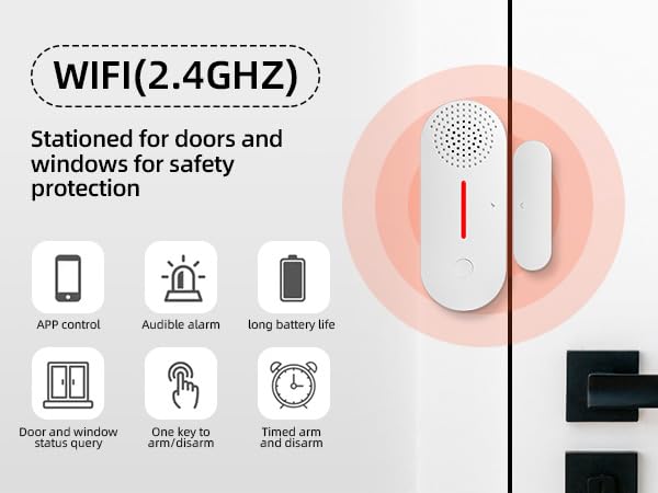 Sensores de alarma de ventana WiFi con sonido y luz de 110 d