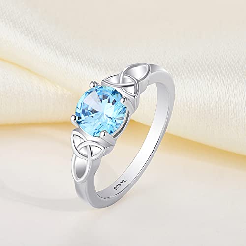 YL Anillos de nudo celta para mujer, plata de ley 925, piedr