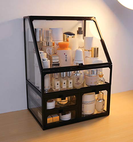 MOOCHI Organizador de maquillaje cosmético de vidrio vintage