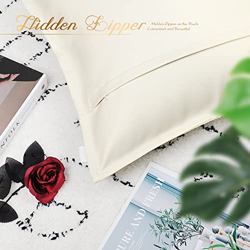 BRAWARM Funda de almohada de piel sintética color crema de 1