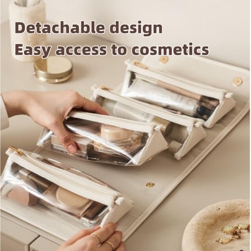 Bolsa de cosméticos plegable portátil 4 en 1, gran capacidad