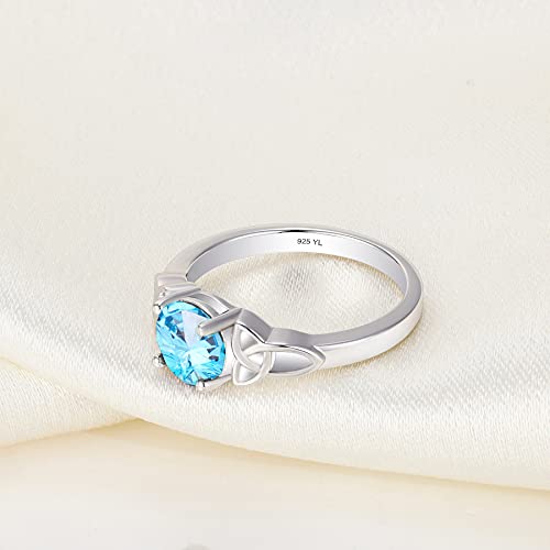 YL Anillos de nudo celta para mujer, plata de ley 925, piedr