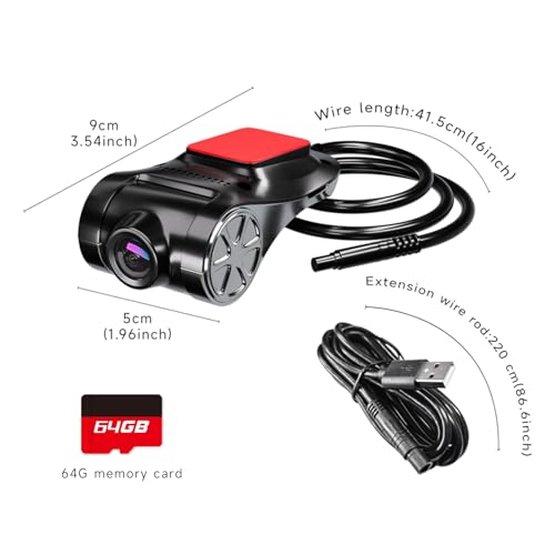 Cámara de coche Grabadora USB, Grabación en bucle ADAS, pant